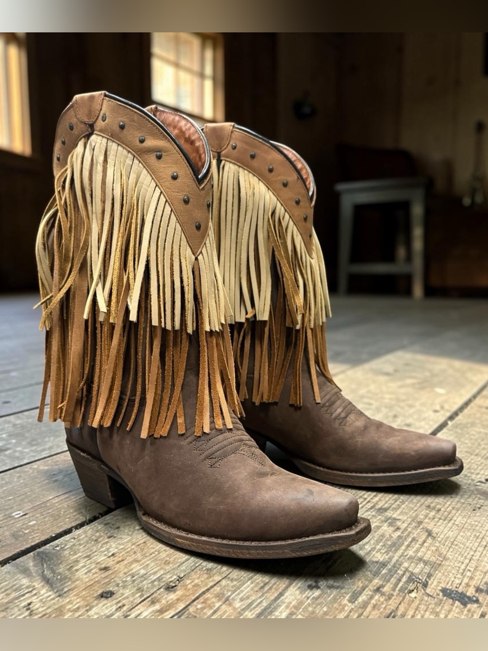 REDNECK RIVIERA Fringe Western Boots Brown Size 7 Festival Boot